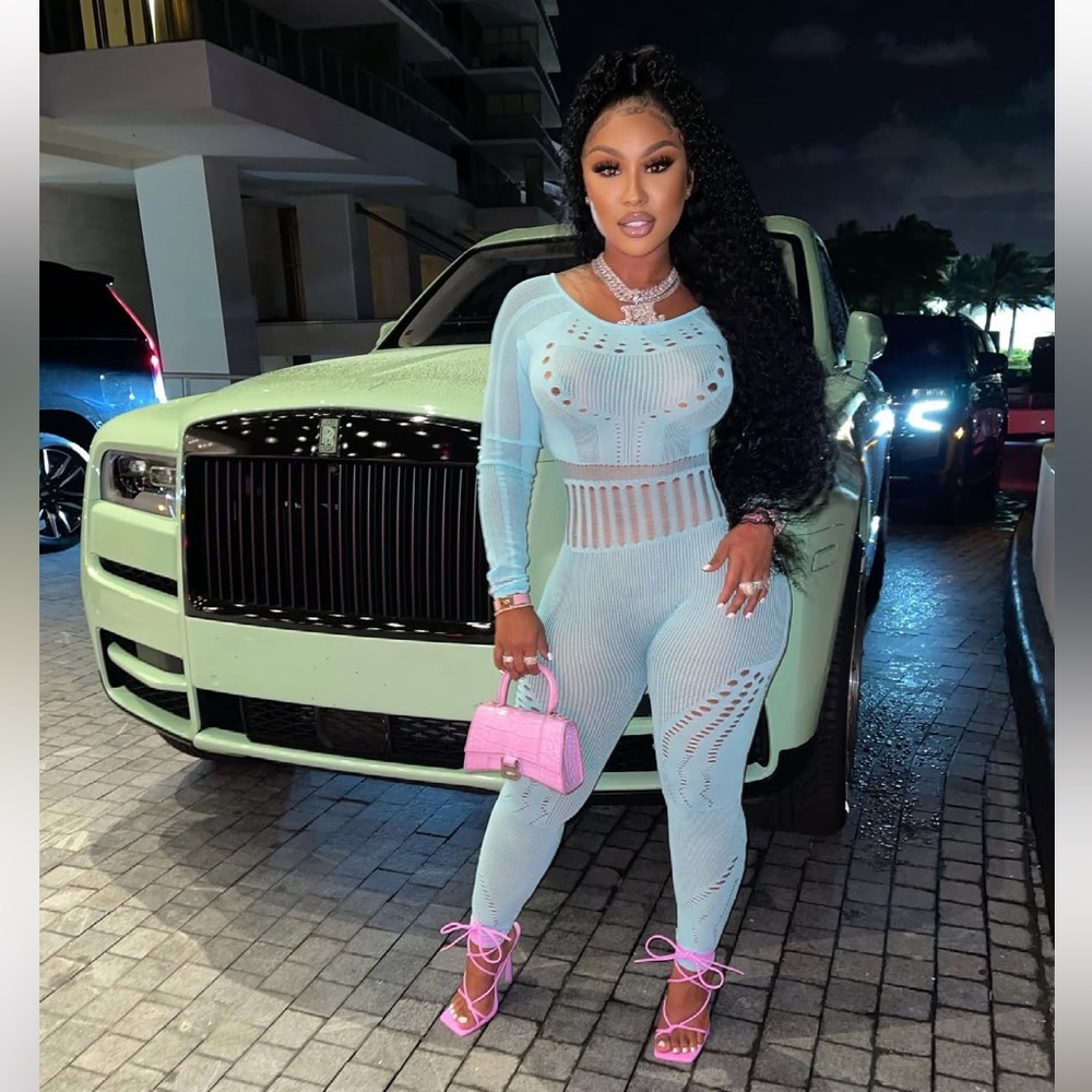 PoshByV Knit Jumpsuit Mint Posh B V as seen on Ari Fletcher